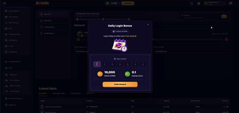 Rollza Daily Bonus
