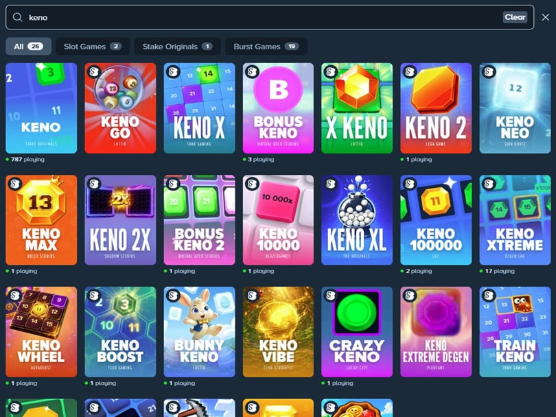 Stake.us Keno