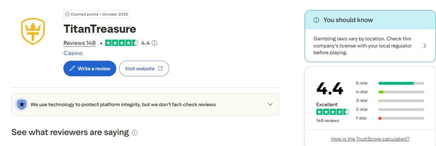 TitanTreasure Trustpilot