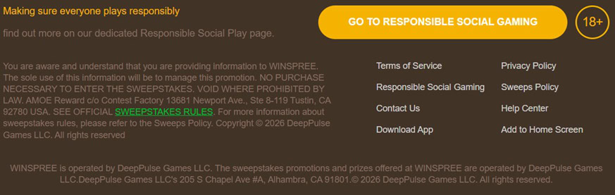WinSpree Footer